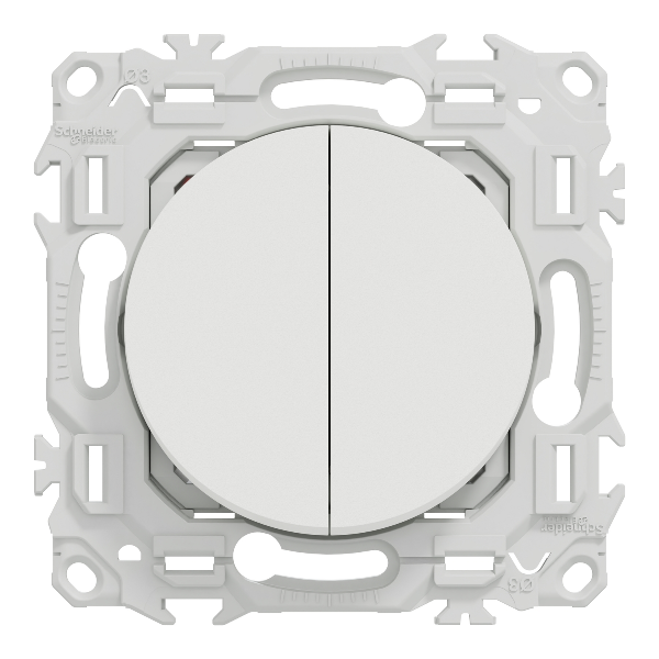 Schneider Electric – Double interrupteur va-et-vient ou poussoir Odace – blanc craie – Réf : S920214
